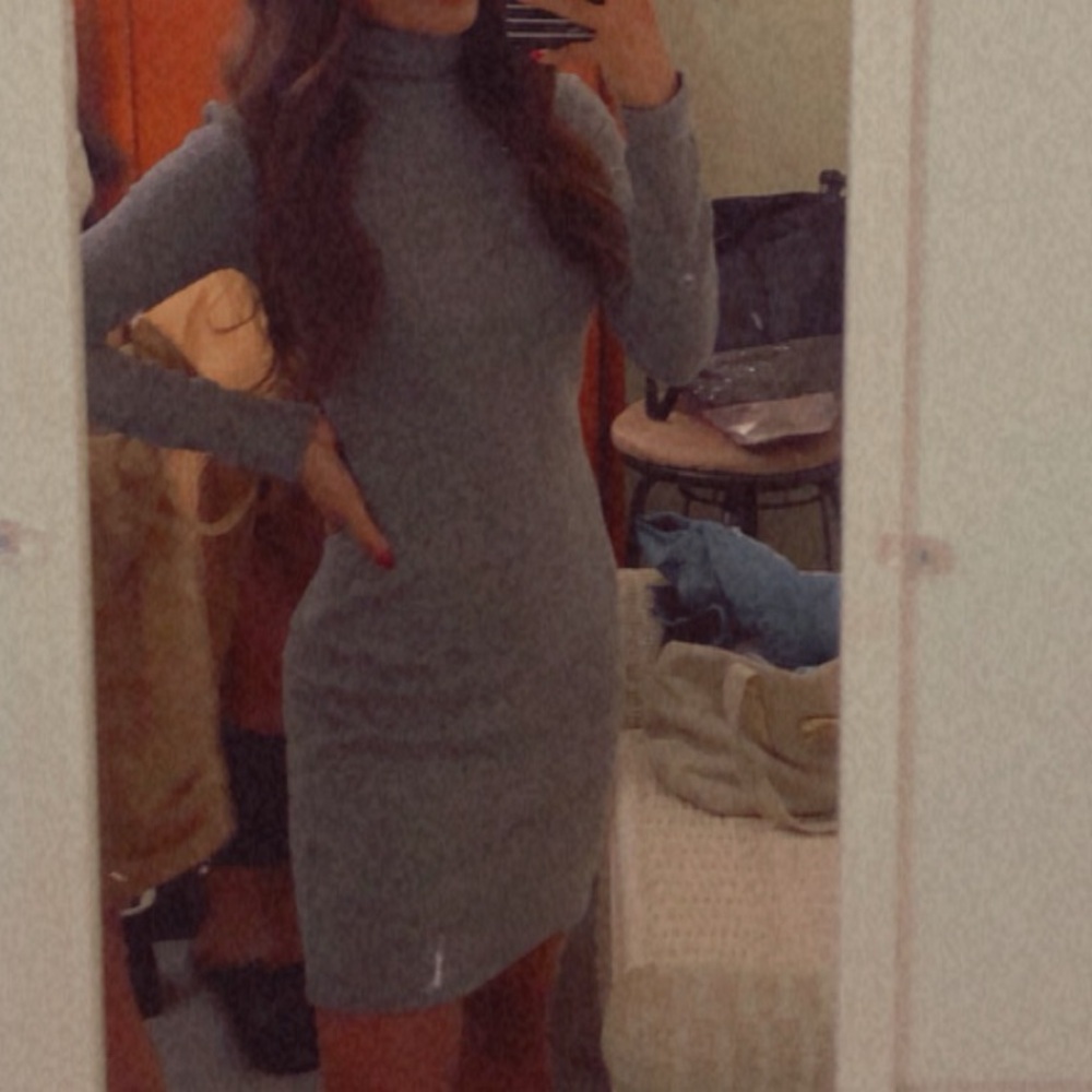 Grey turtleneck sweater dress worn once